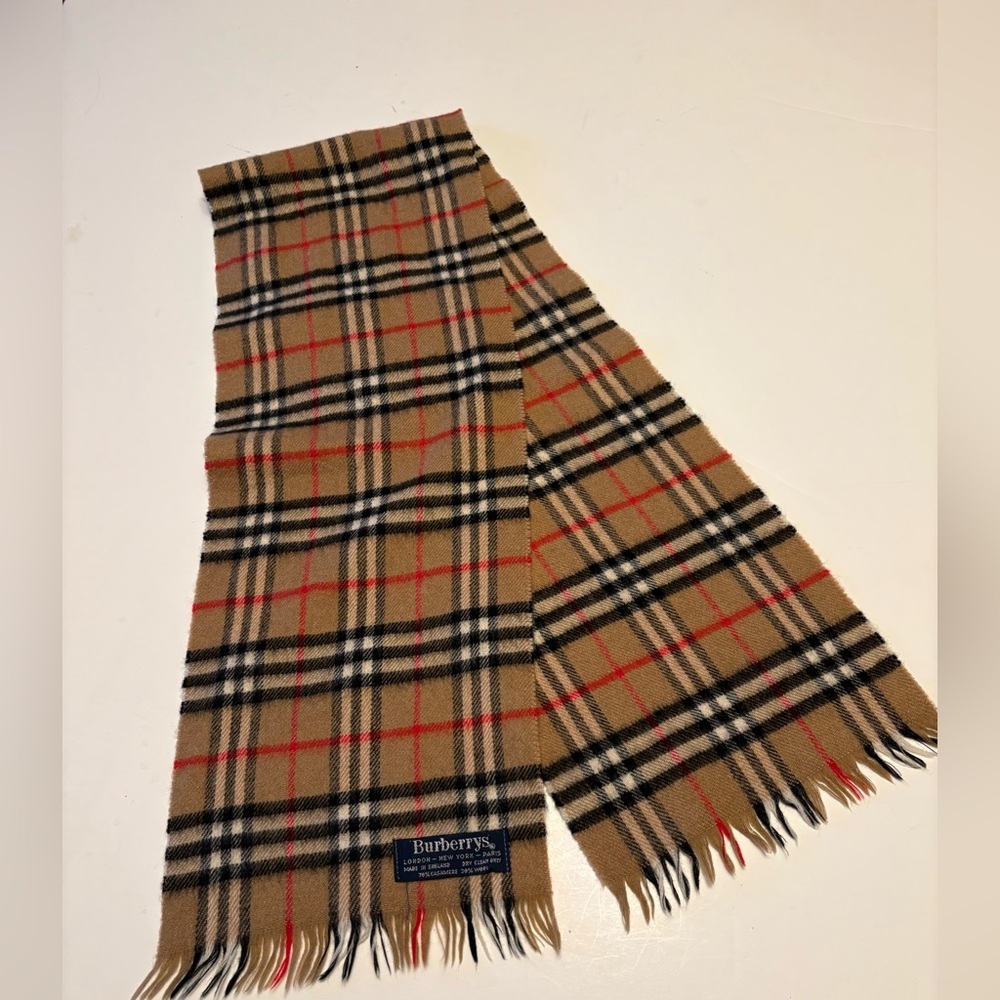 Burberry Beige and Black Plaid Scarf